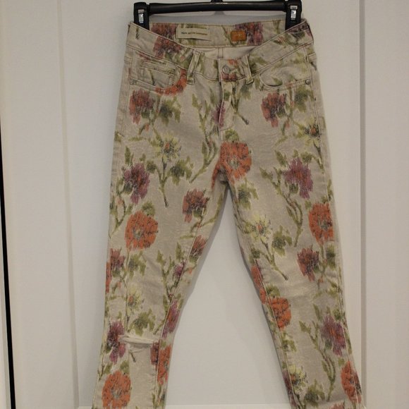 EUC: Pilcro & Letterpress Floral Skinny Jeans: 27 - Picture 9 of 9